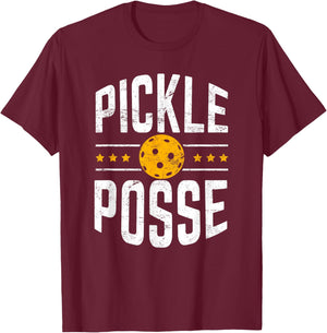 Pickle Posse Funny Pickleball Player Coach Team T-Shirt - T-Shirt | Maroon