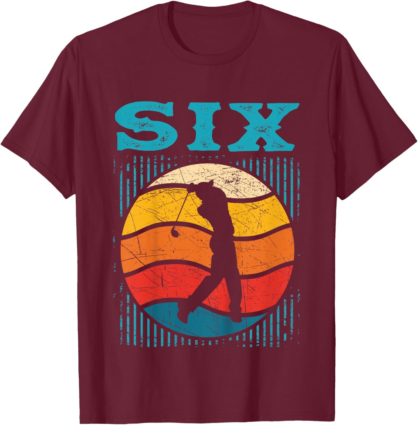 Kids 6th Birthday Retro Golf 6 Years Old Boy Girl T-Shirt - T-Shirt | Maroon