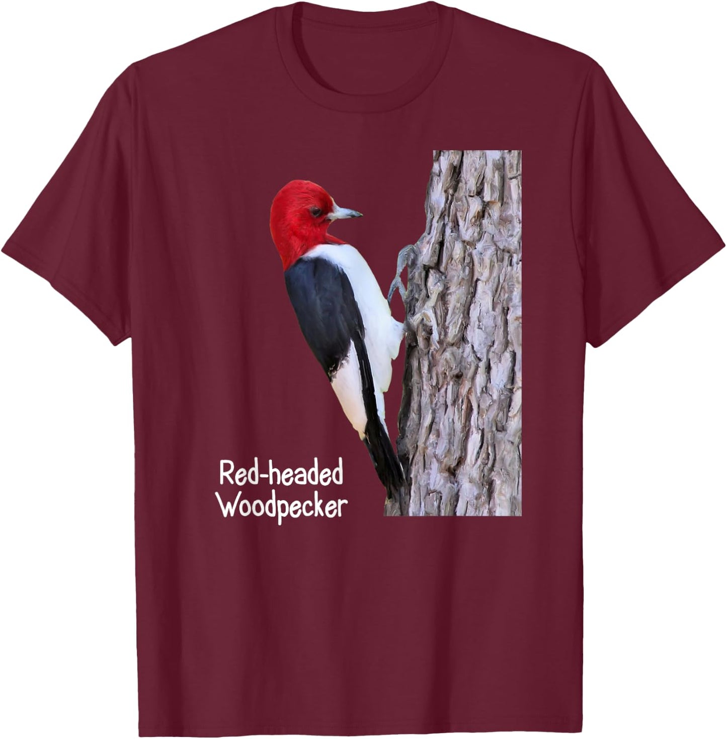 Red-headed Woodpecker Shirt Woodpecker Bird Ornithology T-Shirt - T-Shirt | Maroon