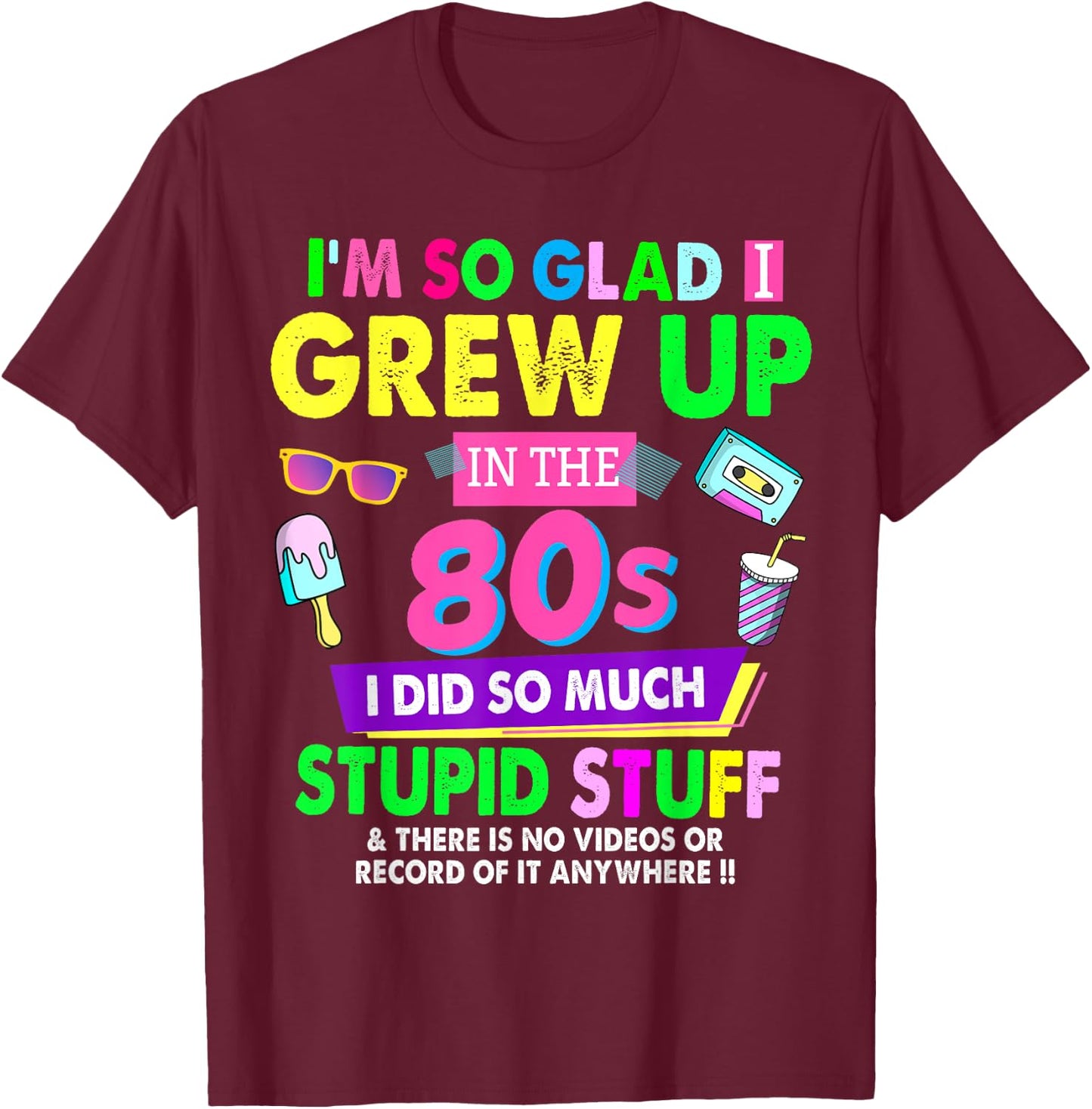 80s Design Rave Outfit & 80s Festival Costume T-Shirt - T-Shirt | Maroon