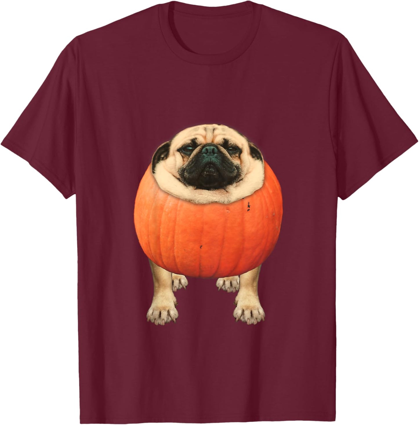 Kids Cute Dog Pug Pumpkin Halloween Costume Pug-Kin mom of Pugs T-Shirt - T-Shirt | Maroon