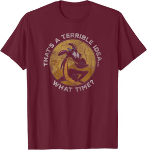 Disney Mulan Mushu That's A Terrible Idea,.. What Time? T-Shirt - T-Shirt | Maroon