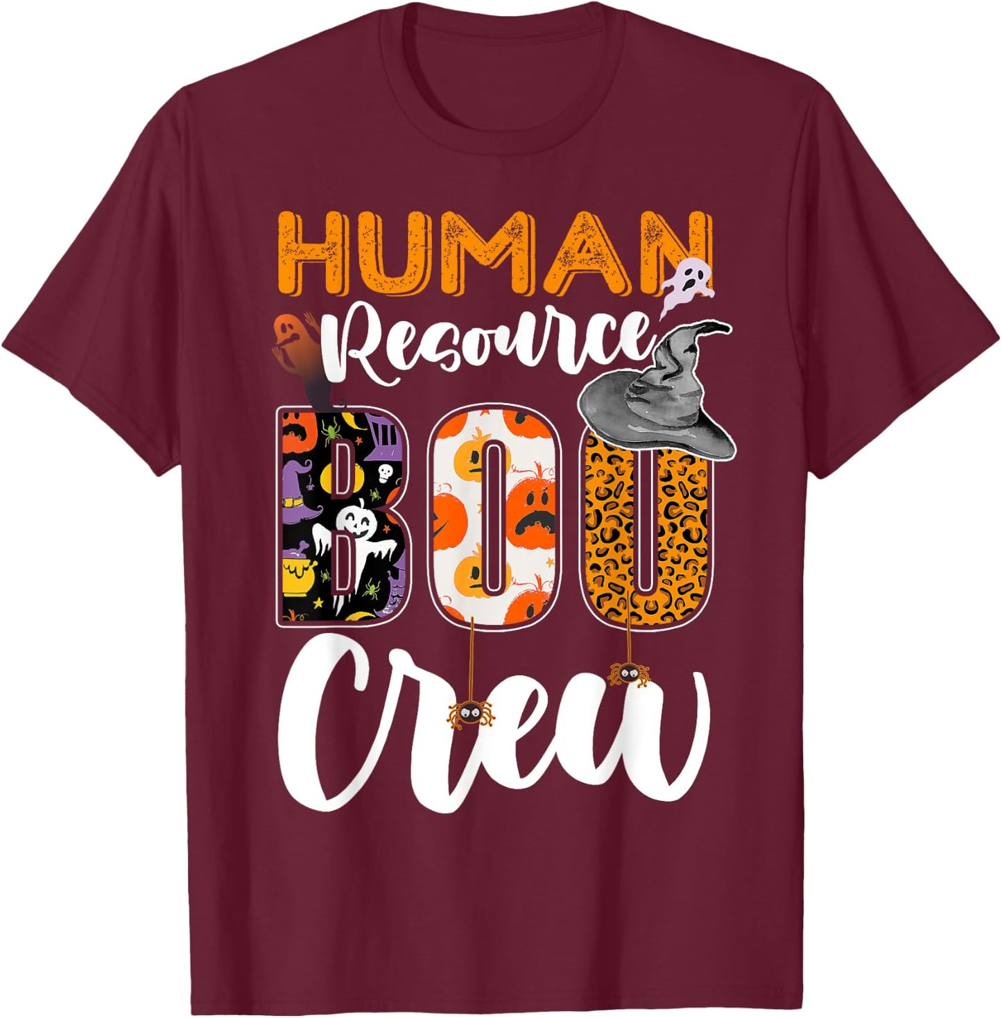 Human Resource Boo Crew Halloween Matching HR Manager T-Shirt - T-Shirt | Maroon