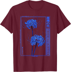 Higanbana or Spider Lily in Anime Soft Grunge Goth Aesthetic T-Shirt - T-Shirt | Maroon