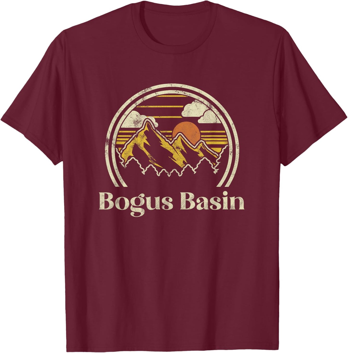 Bogus Basin Mountains Idaho Hiking Outdoors Retro T-Shirt - T-Shirt | Maroon