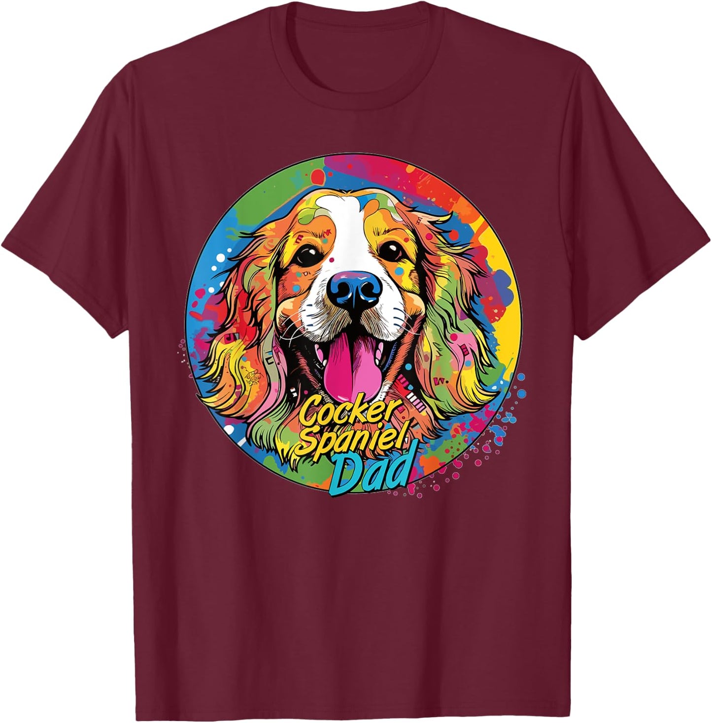 Graffiti Cocker Spaniel Dad Mural: Street Art Cocker Spaniel T-Shirt - T-Shirt | Maroon
