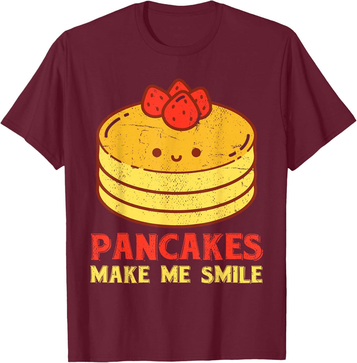 Cute Pancake Maker Breakfast Food Lover Kawaii Pancake T-Shirt - T-Shirt | Maroon
