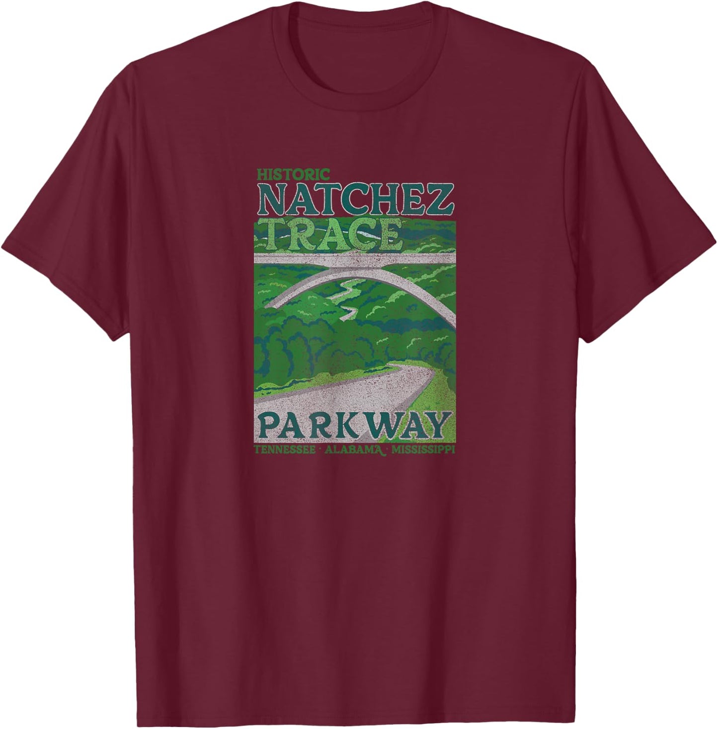 Natchez Trace Parkway Vintage T-Shirt - T-Shirt | Maroon