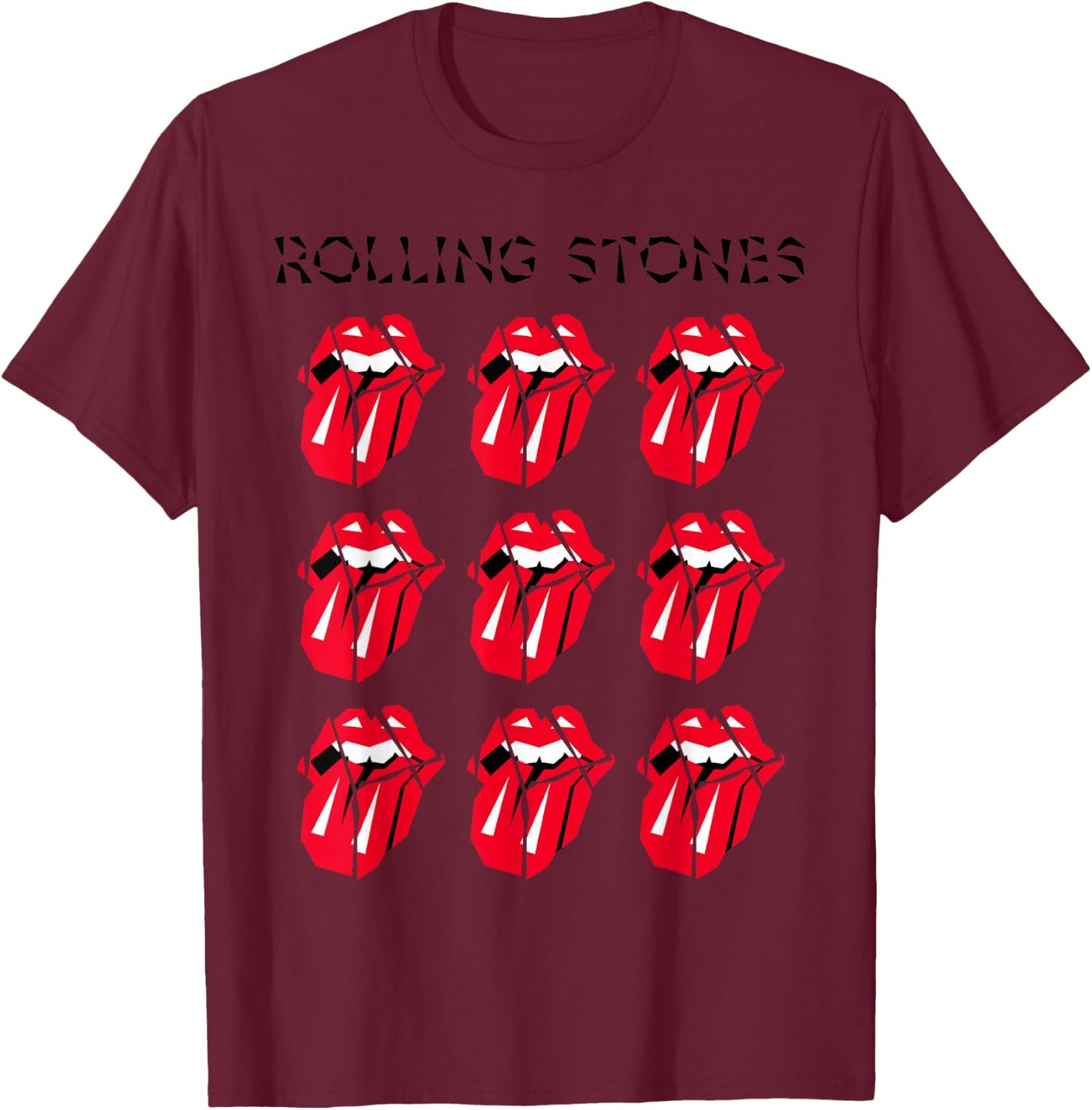 Official The Rolling Stones HD Multi Tongue T-Shirt - T-Shirt | Maroon