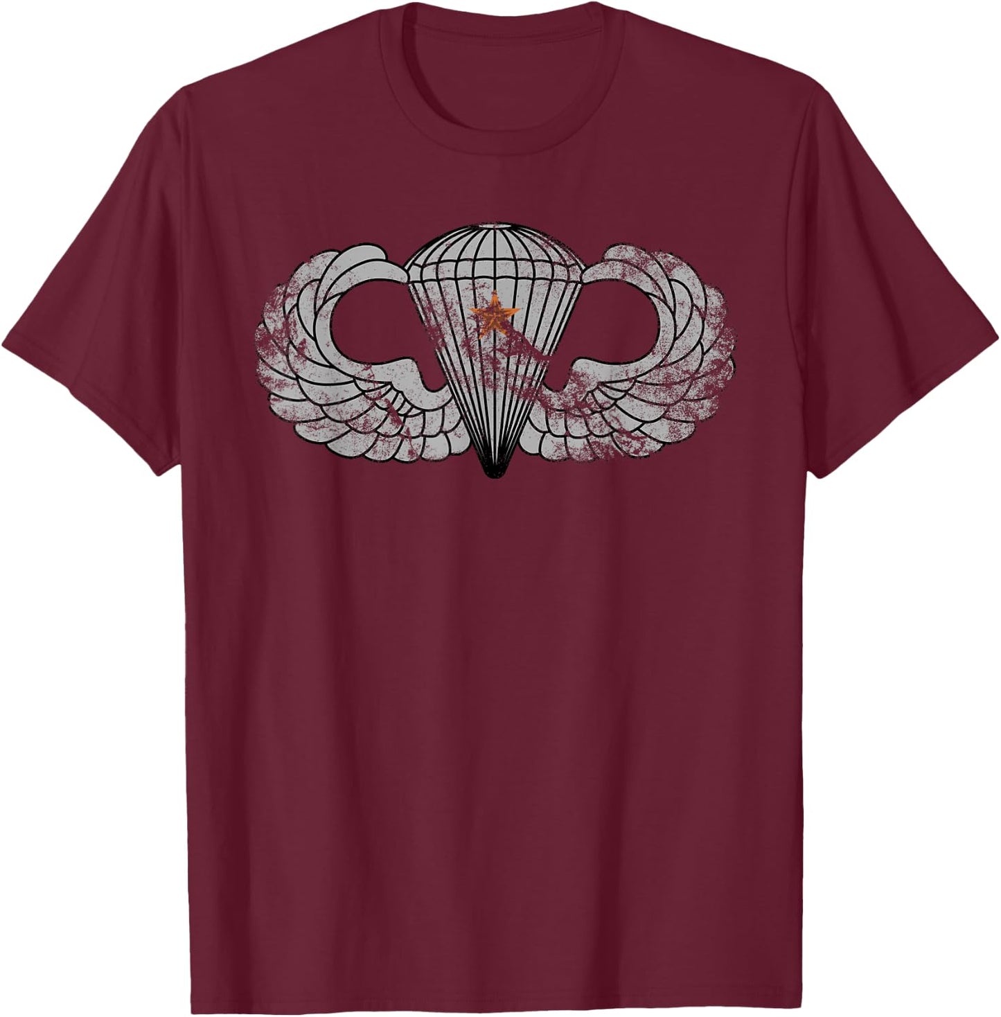 US Army Parachutist Badge Combat Star - Airborne Jump Wings T-Shirt - T-Shirt | Maroon