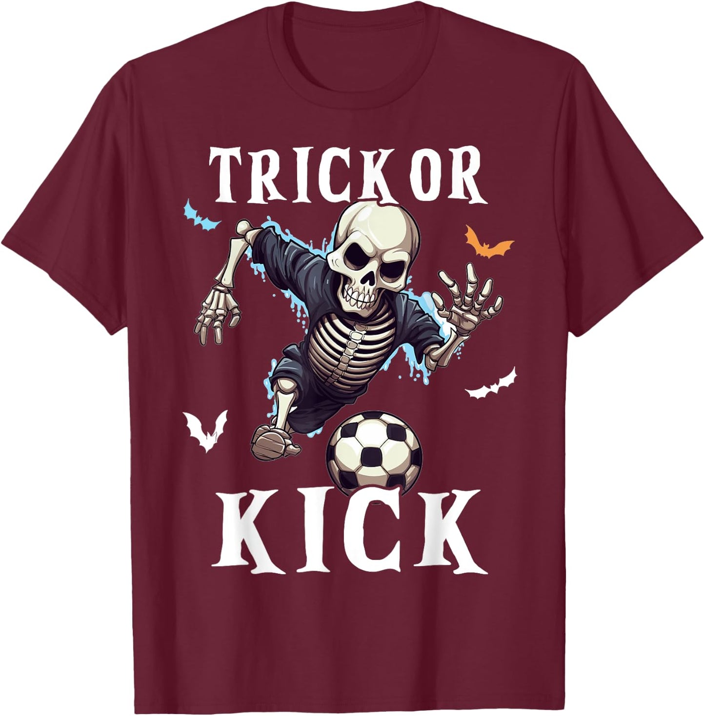 Soccer Skeleton Halloween Soccer Player Halloween Men Boys T-Shirt - T-Shirt | Maroon