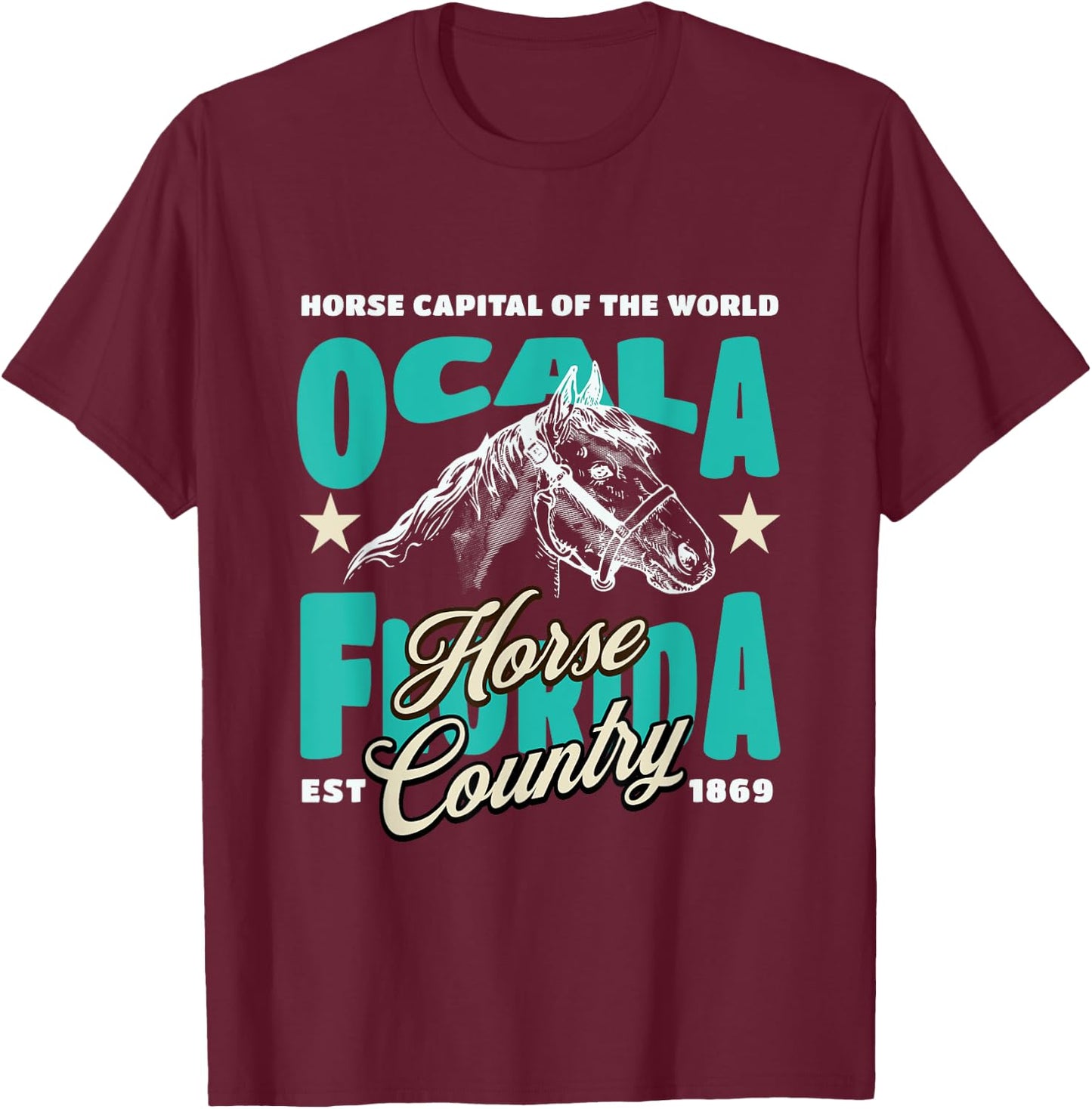 Ocala Florida Horse T-Shirt - T-Shirt | Maroon