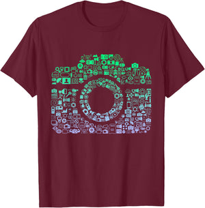 Camera Iconography for Photographer Boys Photography T-Shirt - T-Shirt | Maroon