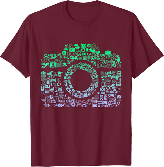 Camera Iconography for Photographer Boys Photography T-Shirt - T-Shirt | Maroon