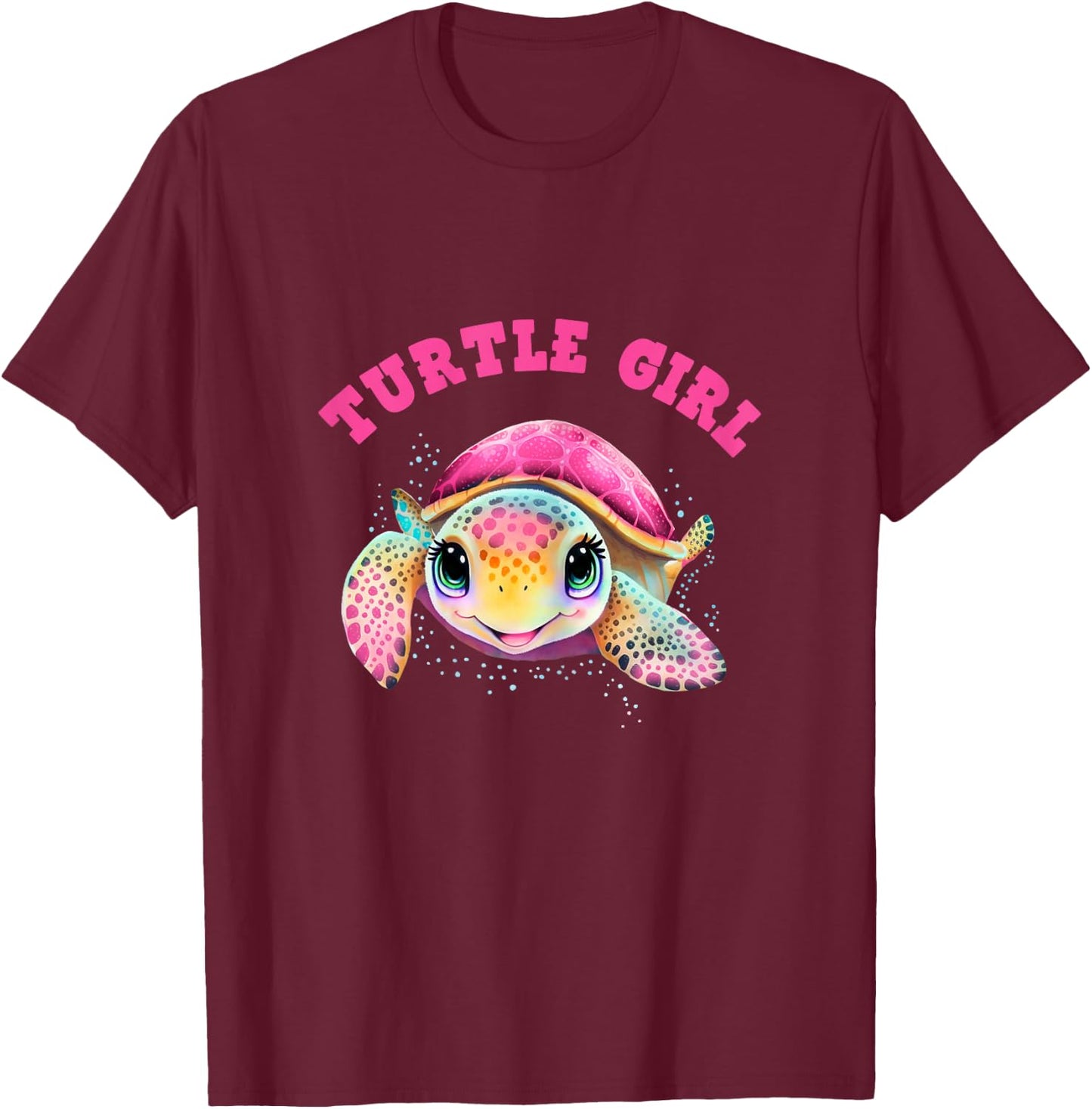 Turtle Girl, Earth Day Outfit for Girls, Girl's Turtle T-Shirt - T-Shirt | Maroon