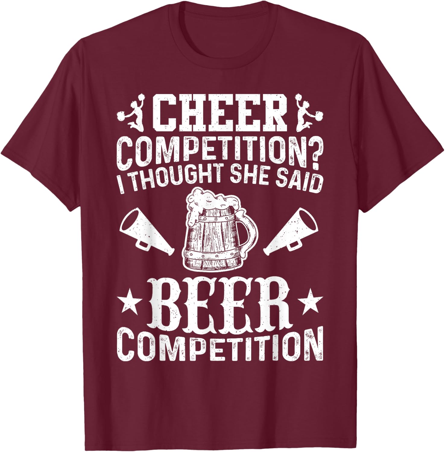 Cheer Dad Cheerleader Beer Competition Cheer Squad Papa T-Shirt - T-Shirt | Maroon