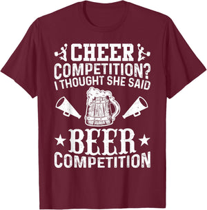 Cheer Dad Cheerleader Beer Competition Cheer Squad Papa T-Shirt - T-Shirt | Maroon