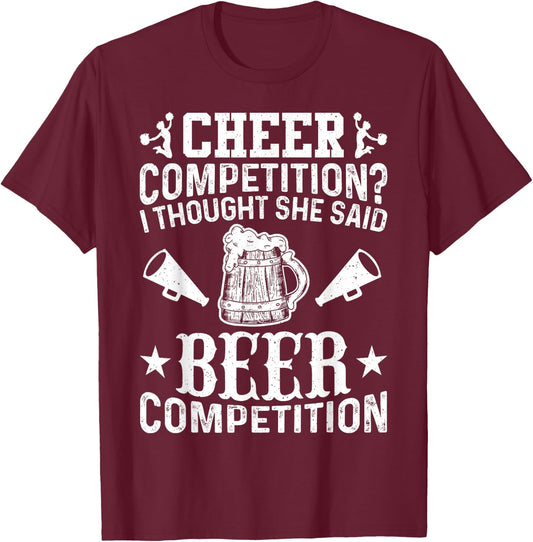 Cheer Dad Cheerleader Beer Competition Cheer Squad Papa T-Shirt - T-Shirt | Maroon