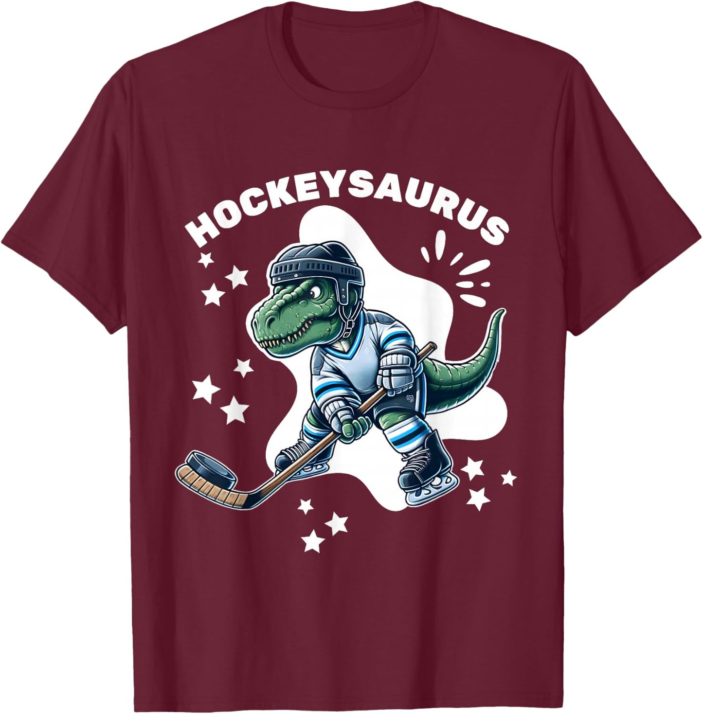 Hockeysaurus FunnyDinosaur Hockey Kids Hockey Boy T-Shirt - T-Shirt | Maroon