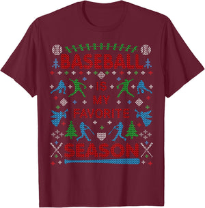Funny Baseball Season Ugly Christmas Sweater Party Original T-Shirt - T-Shirt | Maroon