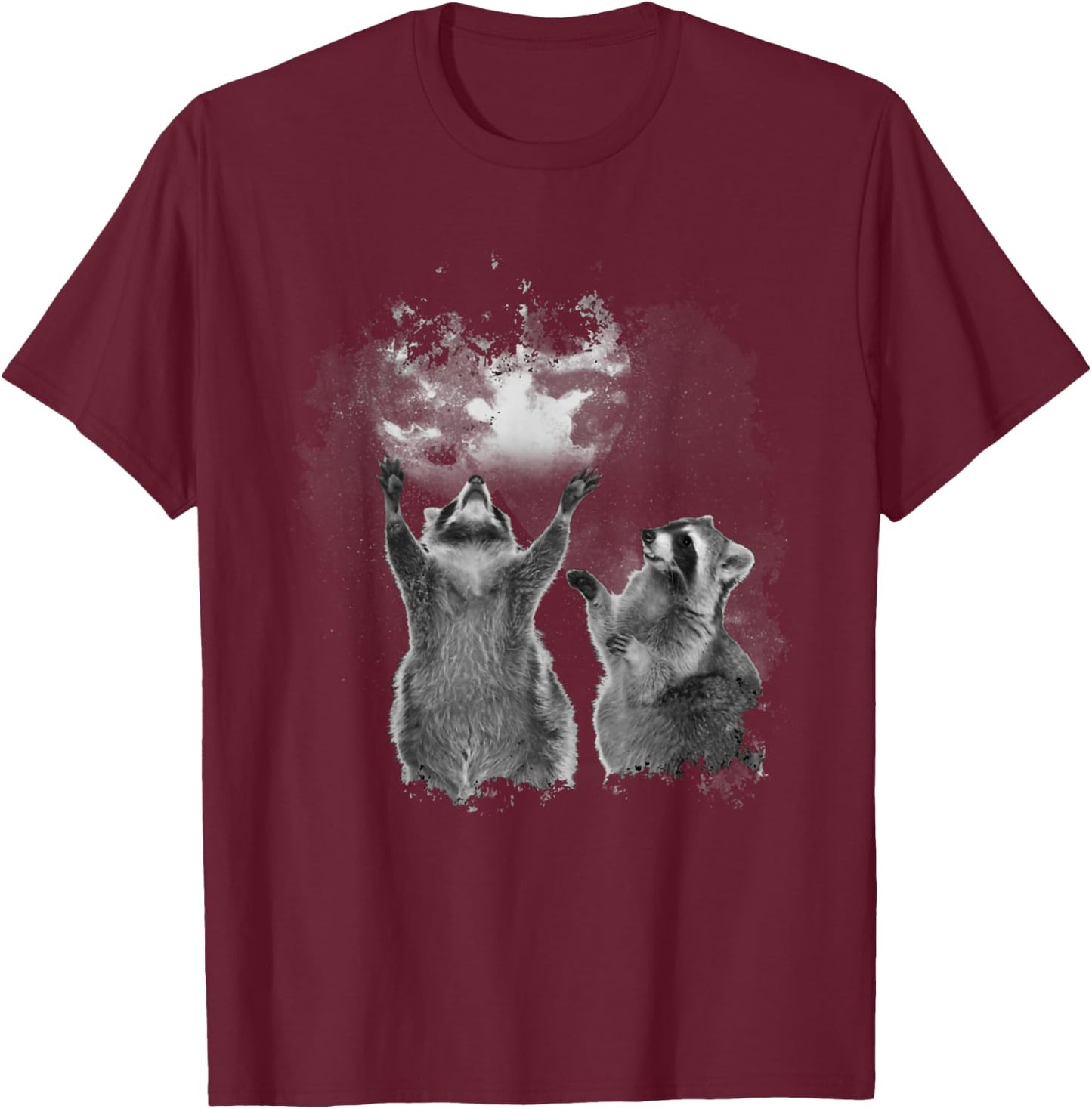 Raccoons Howling at the Moon Funny Raccoon Team Trash T-Shirt - T-Shirt | Maroon