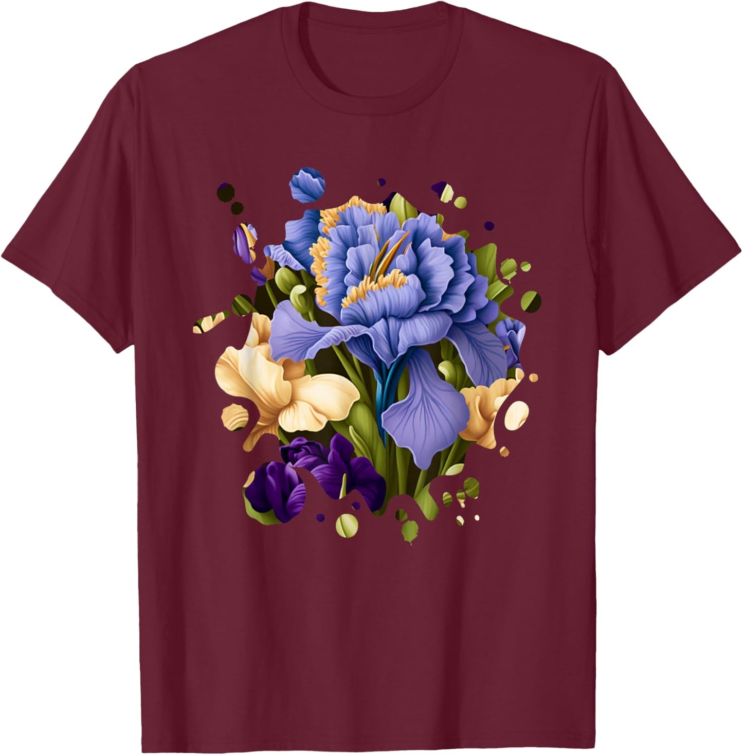 Vintage Iris Inspired Flower Plant Lover Funny gardening T-Shirt - T-Shirt | Maroon