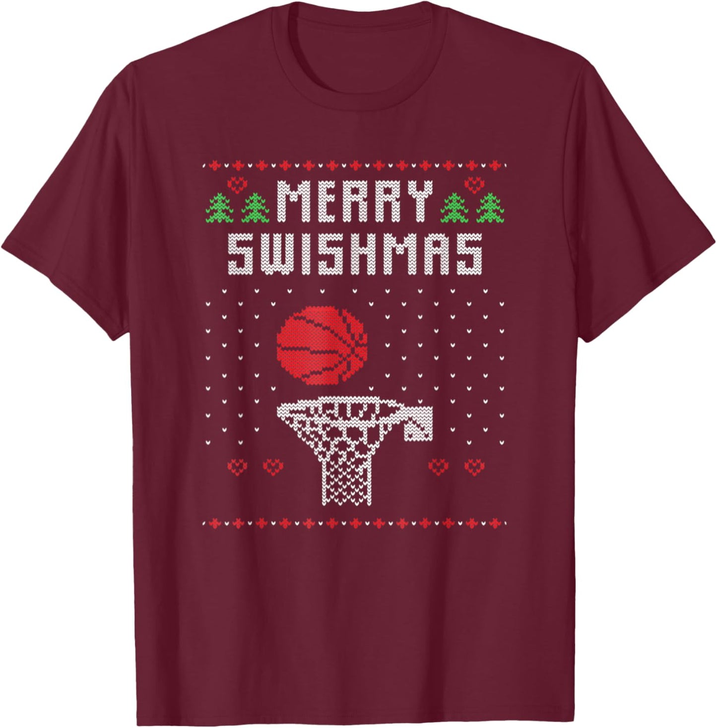 Merry Swishmas Ugly Christmas Sweater XMas T-Shirt - T-Shirt | Maroon