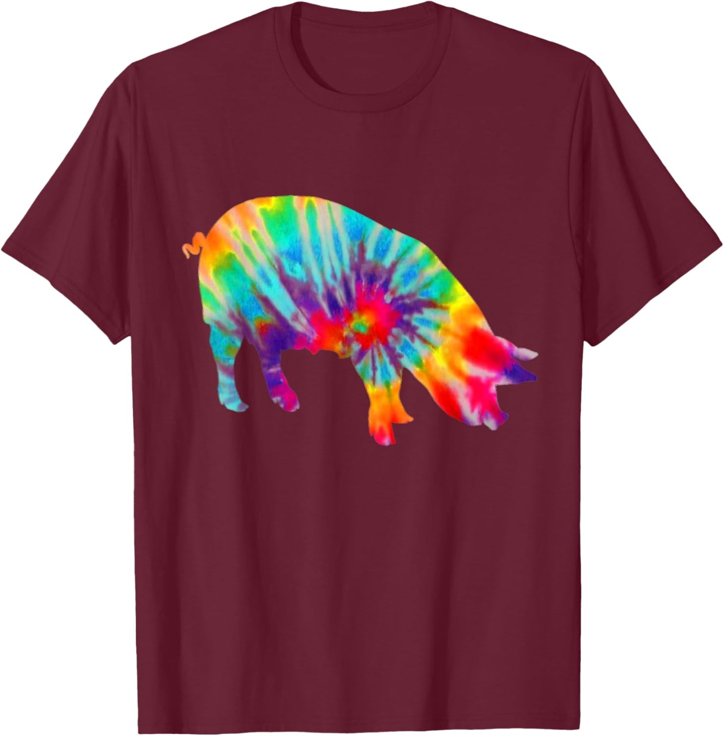 Pig Tie Dye Vintage Farmer T-Shirt - T-Shirt | Maroon