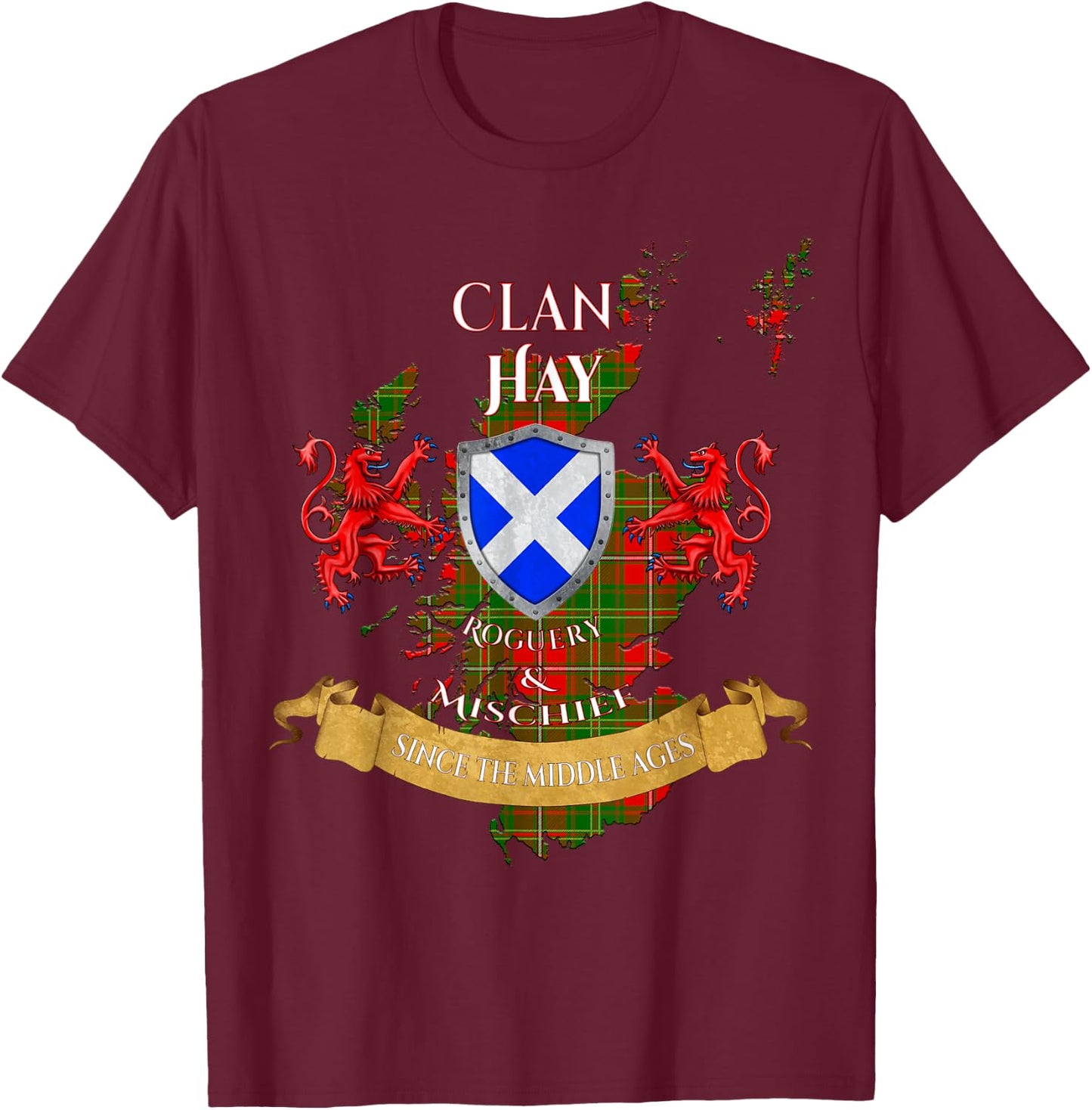 Hay Scottish Family Clan Middle Ages Mischief T-Shirt - T-Shirt | Maroon