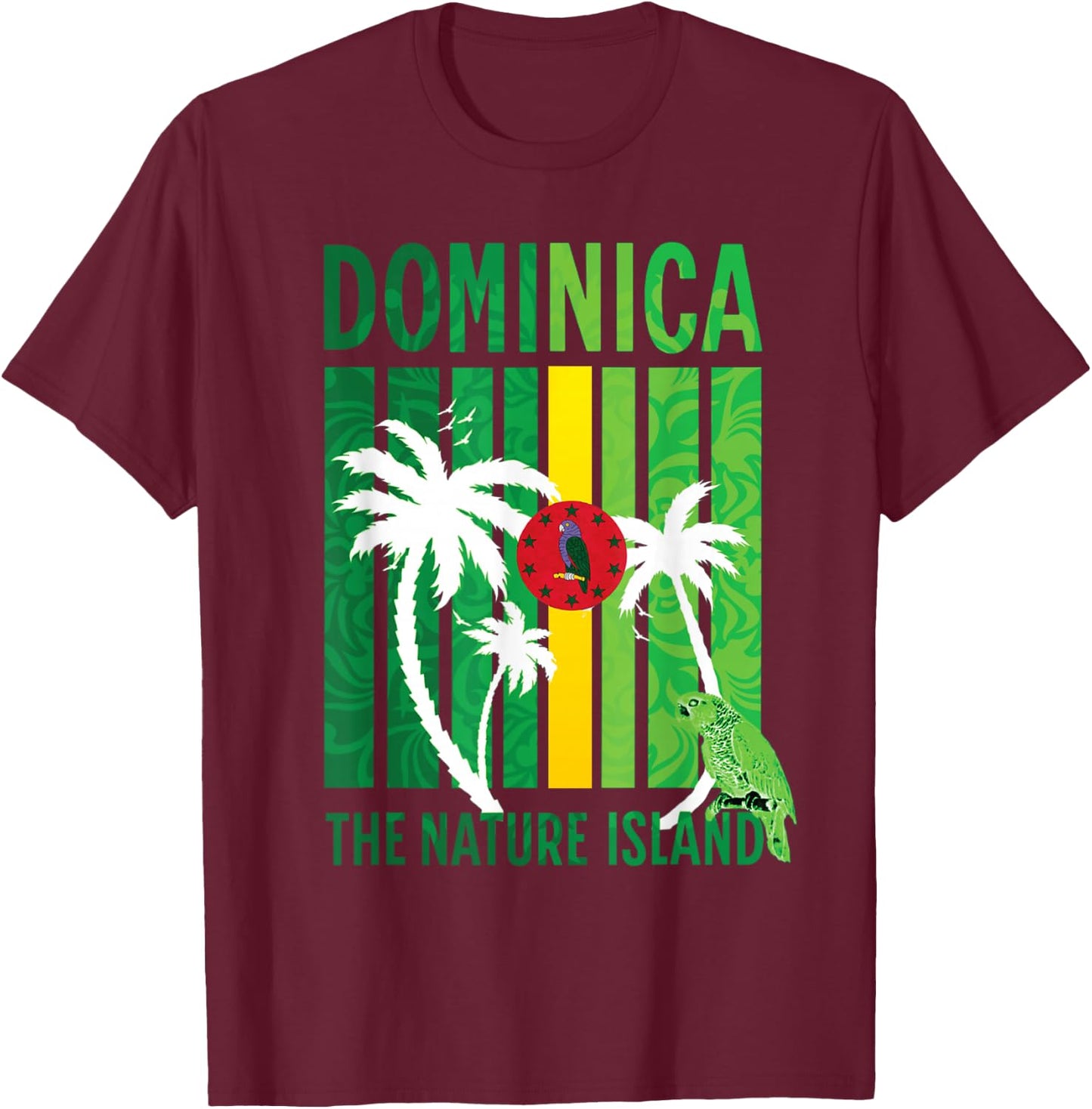 Dominica Island Vacation Flag T-Shirt - T-Shirt | Maroon