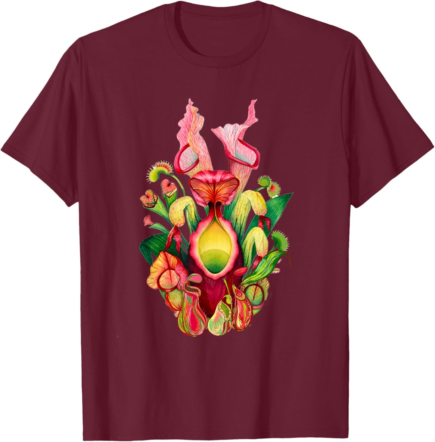 Pitcher Plant Nature Art Carnivorous Plants Sarracenia T-Shirt - T-Shirt | Maroon