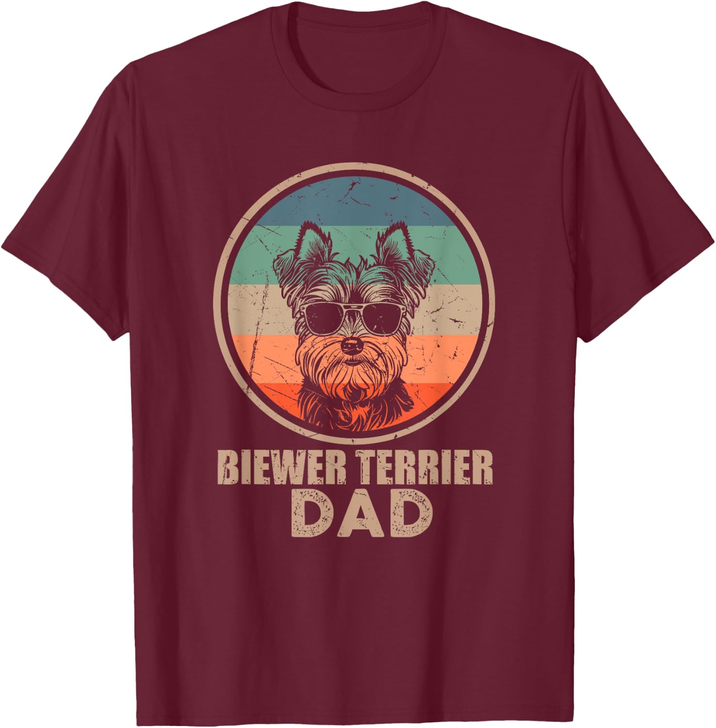 Vintage Biewer Terrier Dog Dad Gifts Dog Lover Xmas T-Shirt - T-Shirt | Maroon