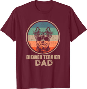 Vintage Biewer Terrier Dog Dad Gifts Dog Lover Xmas T-Shirt - T-Shirt | Maroon