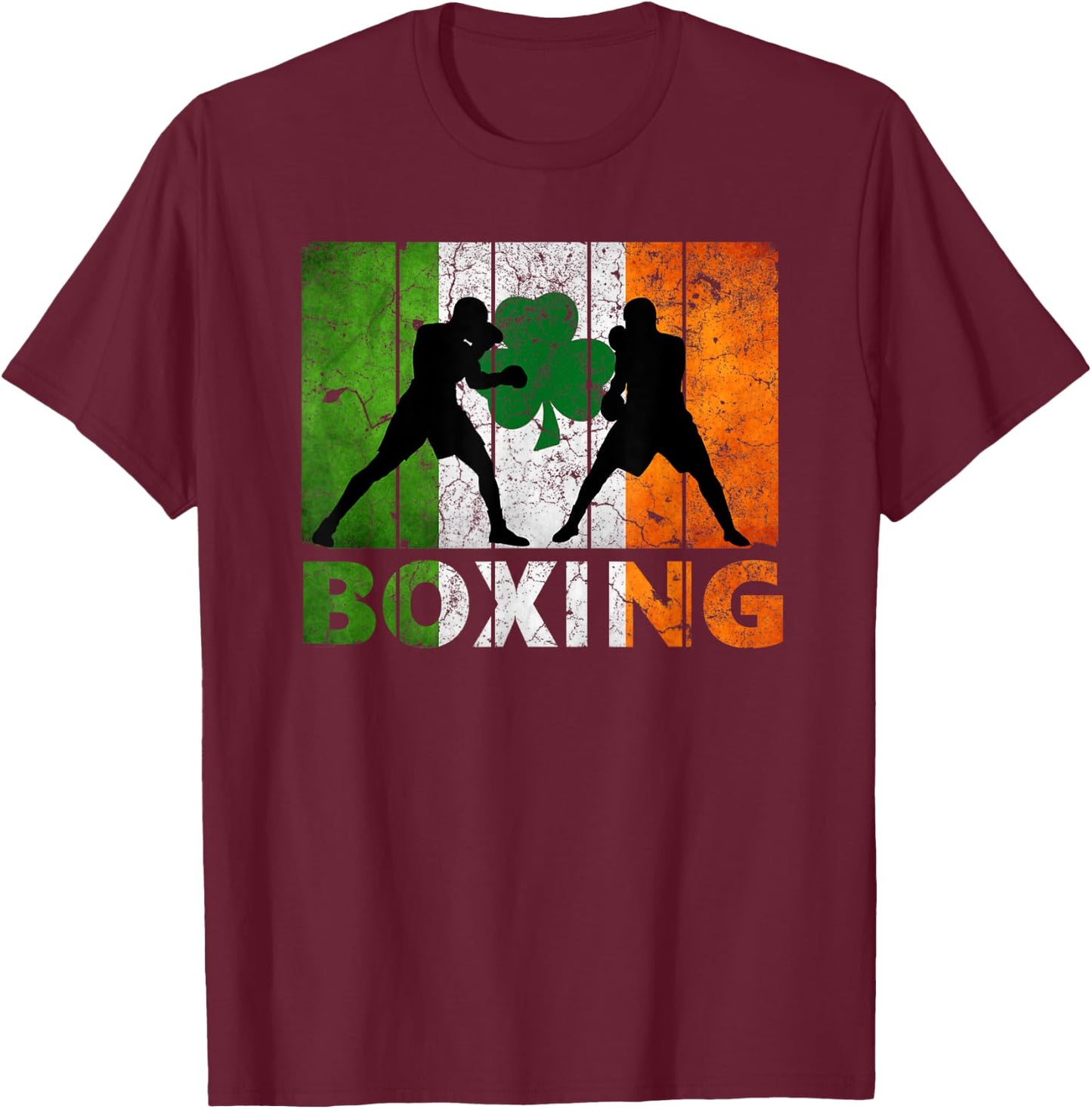 Vintage Irish boxing Ireland Flag Shamrock St Patrick's Day T-Shirt - T-Shirt | Maroon