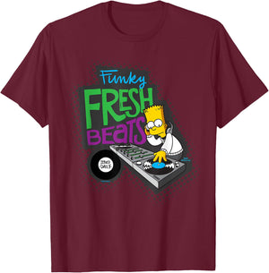 The Simpsons Bart Simpson Funky Fresh Beats Served Daily T-Shirt - T-Shirt | Maroon