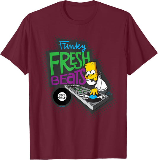 The Simpsons Bart Simpson Funky Fresh Beats Served Daily T-Shirt - T-Shirt | Maroon