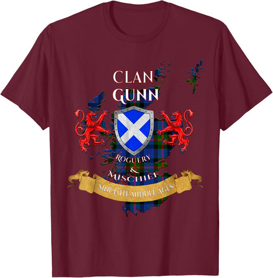 Gunn Scottish Family Clan Middle Ages Mischief T-Shirt - T-Shirt | Maroon