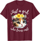 Just A Girl Who Loves Cats - Cute Calico Cat Lover T-Shirt - T-Shirt | Maroon