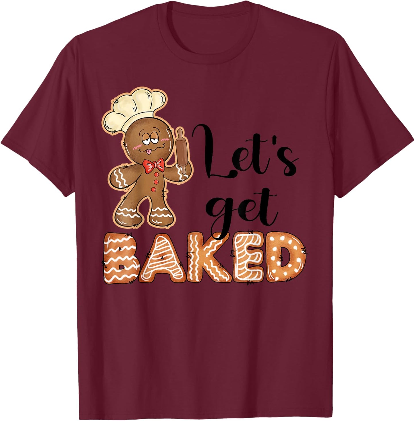 Funny Christmas Gingerbread Chef Baking Team Xmas -Adults Grey T-Shirt - T-Shirt | Maroon