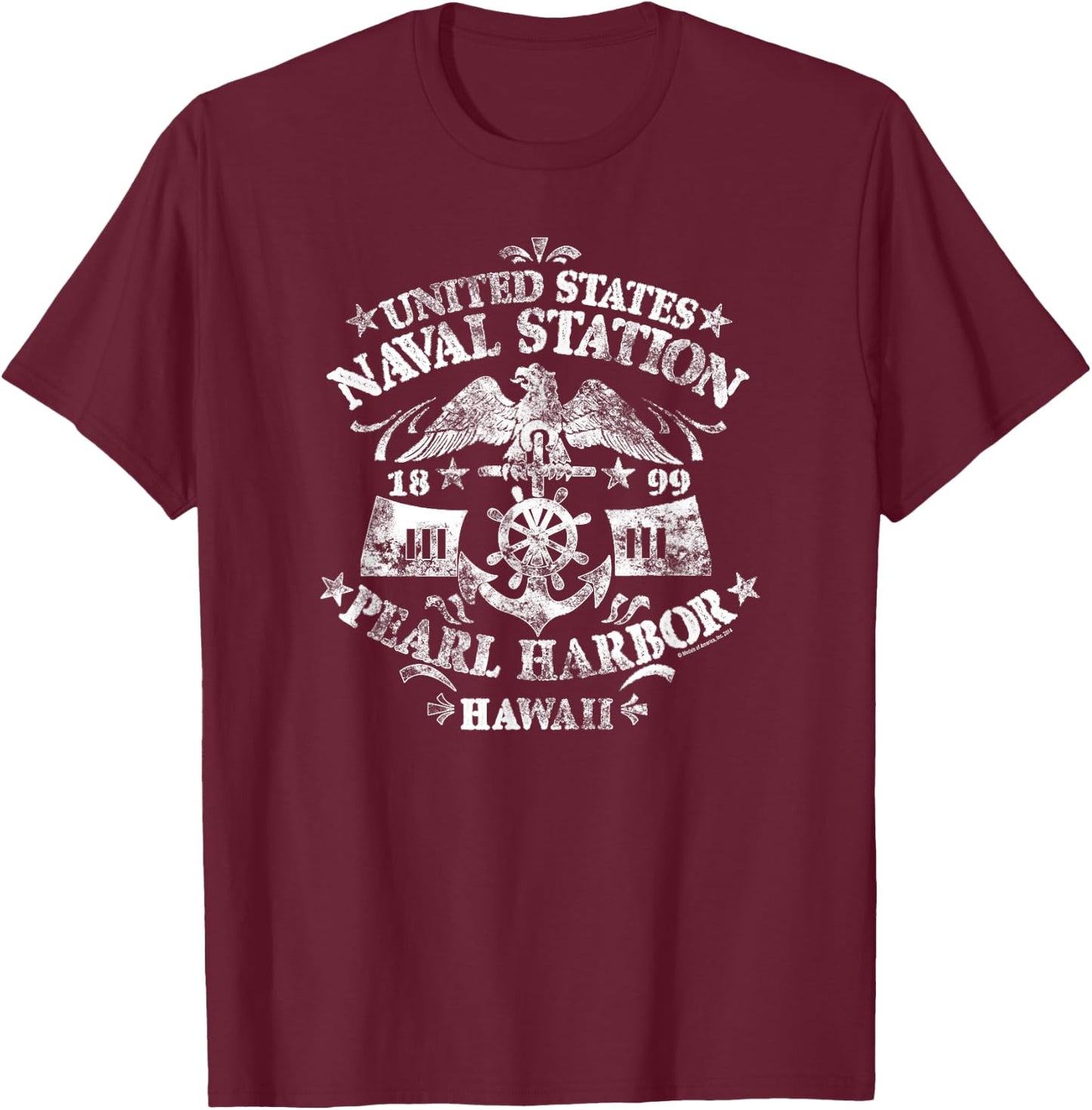United States Naval Station Pearl Harbor Hawaii T-Shirt - T-Shirt | Maroon