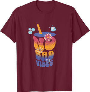 No Bad Vibes Summer Retro Sunset Think Positive Wellbeing Women T-Shirt - T-Shirt | Maroon