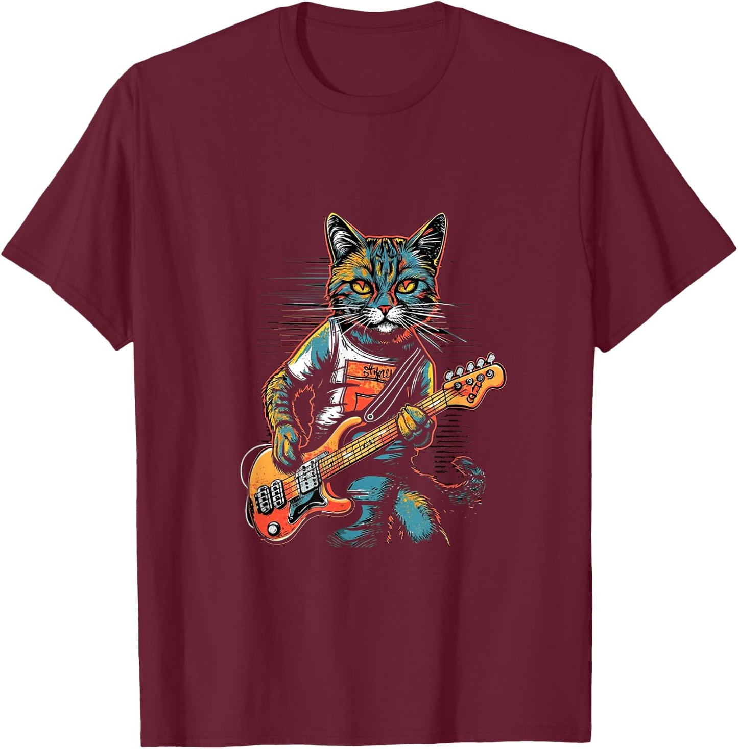 Cat Playing Bass Guitar Bassist Bass Guitarist Cats Lover Women T-Shirt - T-Shirt | Maroon