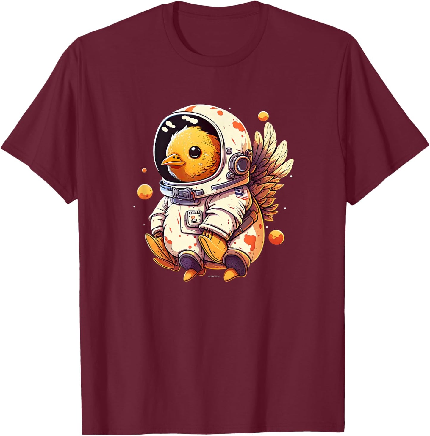 Chicken Cool Astronaut space T-Shirt - T-Shirt | Maroon