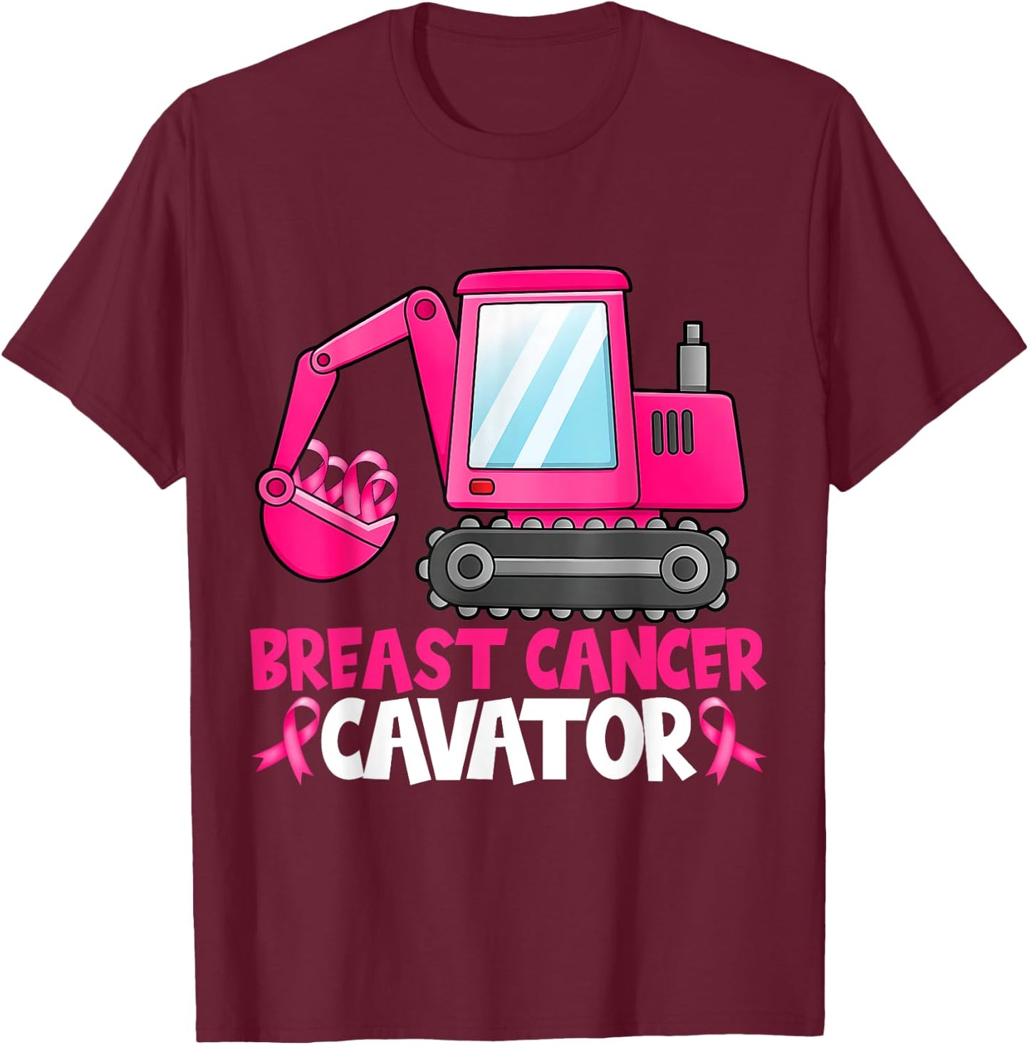 Breastcancerscavator Breast Cancer Awareness Kids Excavator T-Shirt - T-Shirt | Maroon