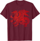 Red Fierce Dragon with Spiked Wings and Mandala Dragon Skin T-Shirt - T-Shirt | Maroon