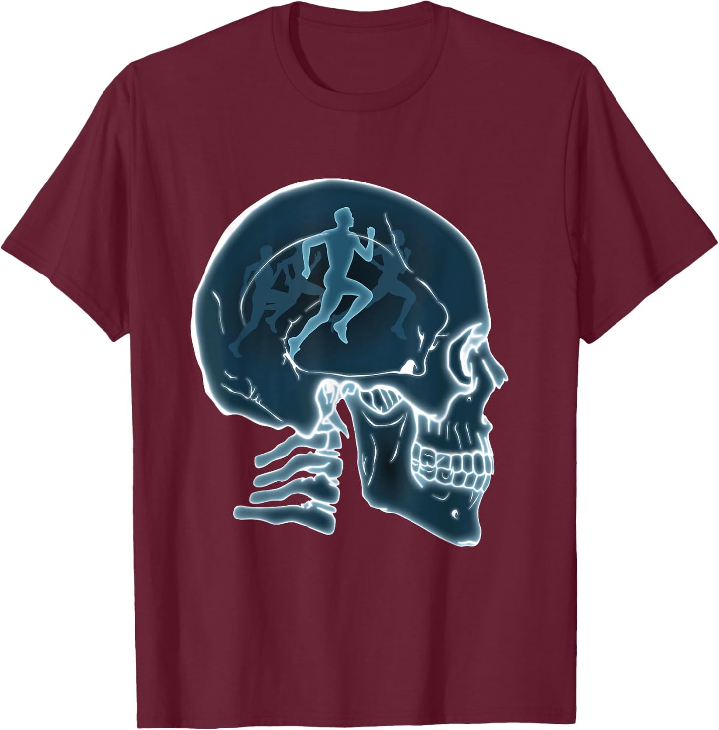 Skull Funny Running Runner Race Sports Lovers Men Women T-Shirt - T-Shirt | Maroon
