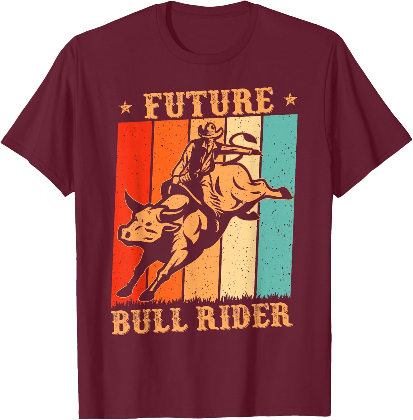 Future Bull Rider Kids Costume Rodeo Cowboy Bull Riding Boys T-Shirt - T-Shirt | Maroon