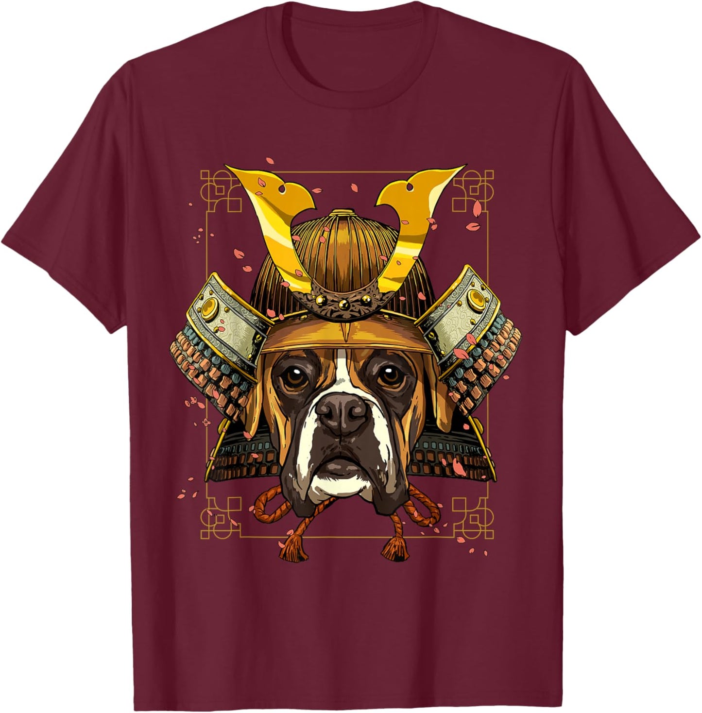 Samurai German Boxer Dog Lover Japanese Warrior Bushido T-Shirt - T-Shirt | Maroon