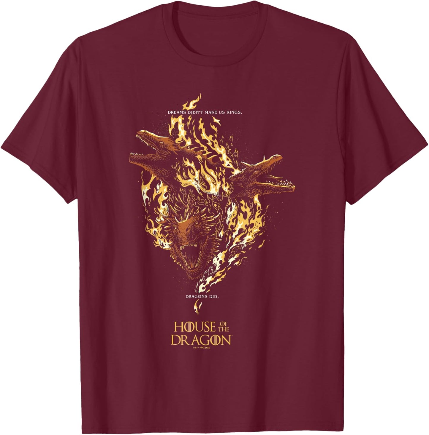 House of the Dragon Targaryen Quote Epic Flames Dragons Logo T-Shirt - T-Shirt | Maroon