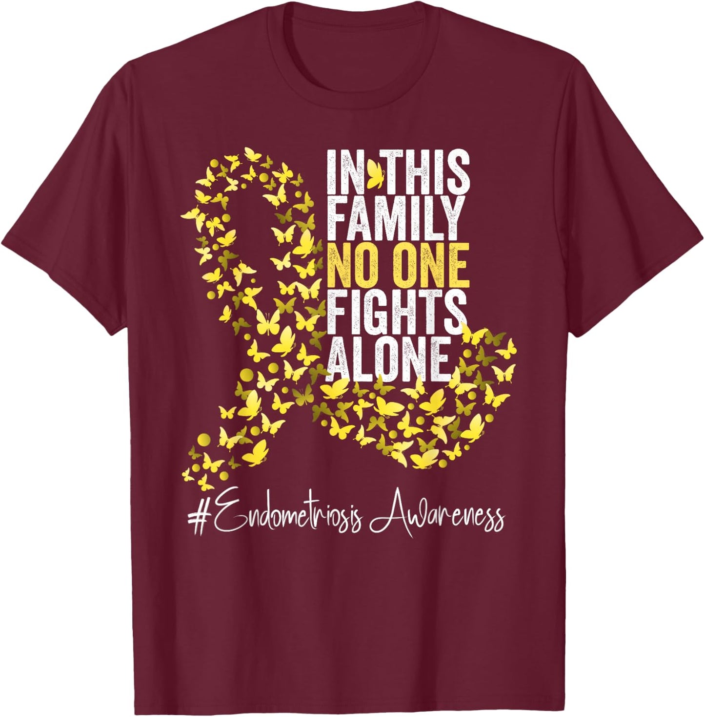 Endometriosis Awareness Month Yellow Ribbon T-Shirt - T-Shirt | Maroon